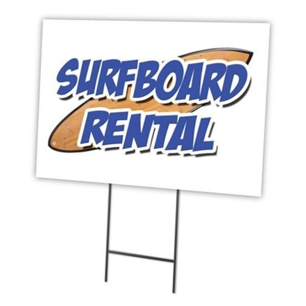 Surfboards Rental Yard Sign & Stake outdoor plastic coroplast window, C-1216-DS-Surfboards Rental, Signmission, Mfr#: C-1216-DS-Surfboards Rental